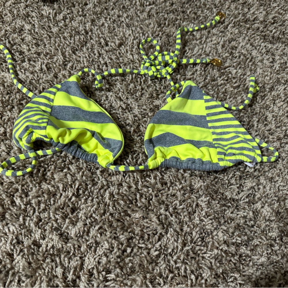 Luli Fama Striped Bikini Top